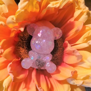 Handmade Resin Bear With Heart ashes / hair memorial Keepsake Gift