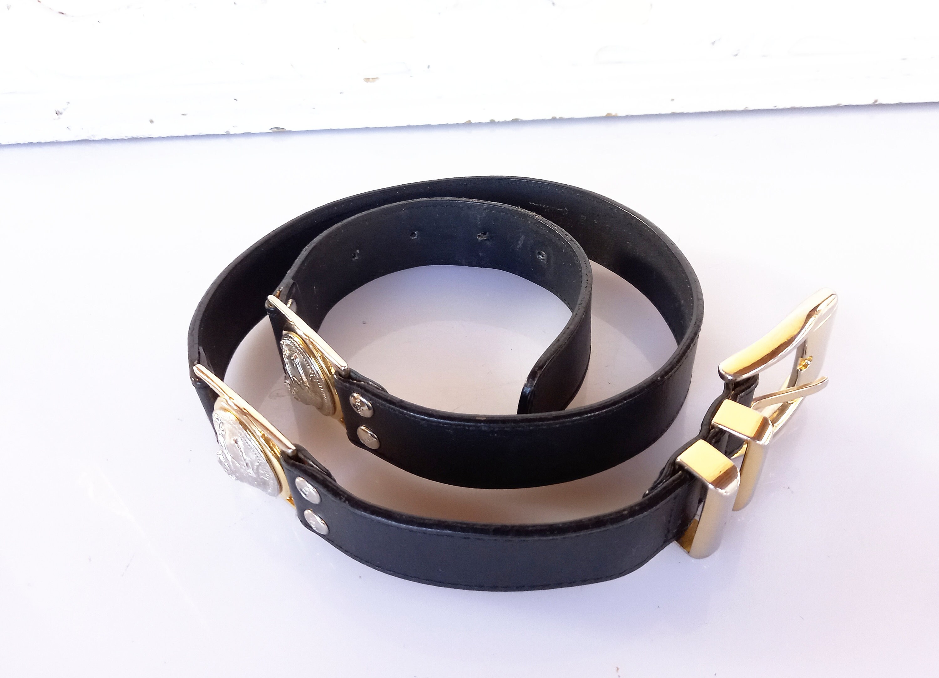 【GIANNI VERSACE】ヴェルサーチ ヴィンテージ ウエスタン ベルト Vintage GIANNI VERSACE Studded Size 32 Black Leather Belt