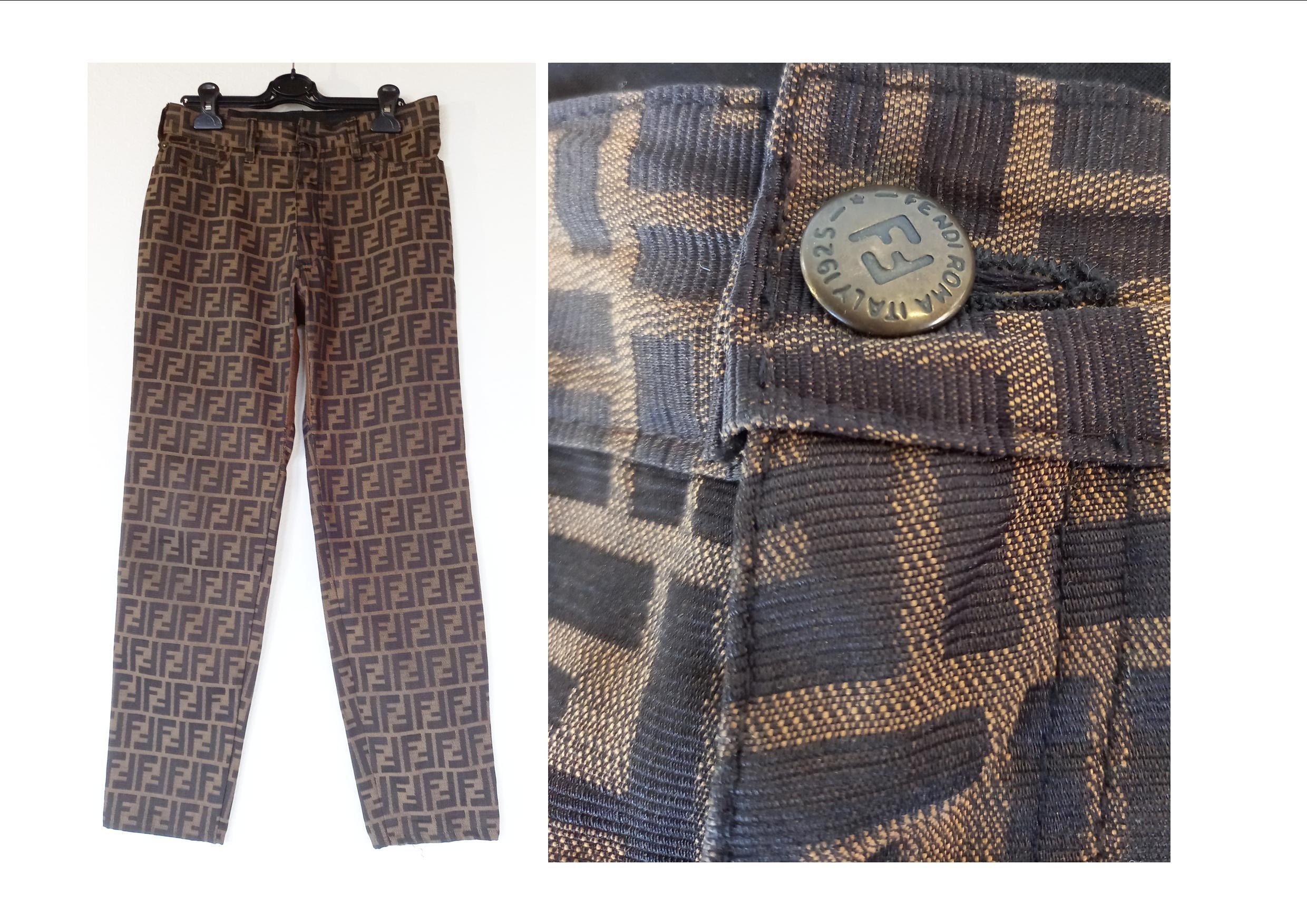 Design Pant Fendi/fashion Fendi Pants/blue Pants Cotton/blue Fendi Trousers/design  Vintage Fendi Jeans 