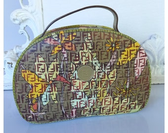 FENDI VINTAGE 80S personalized painted beauty bag