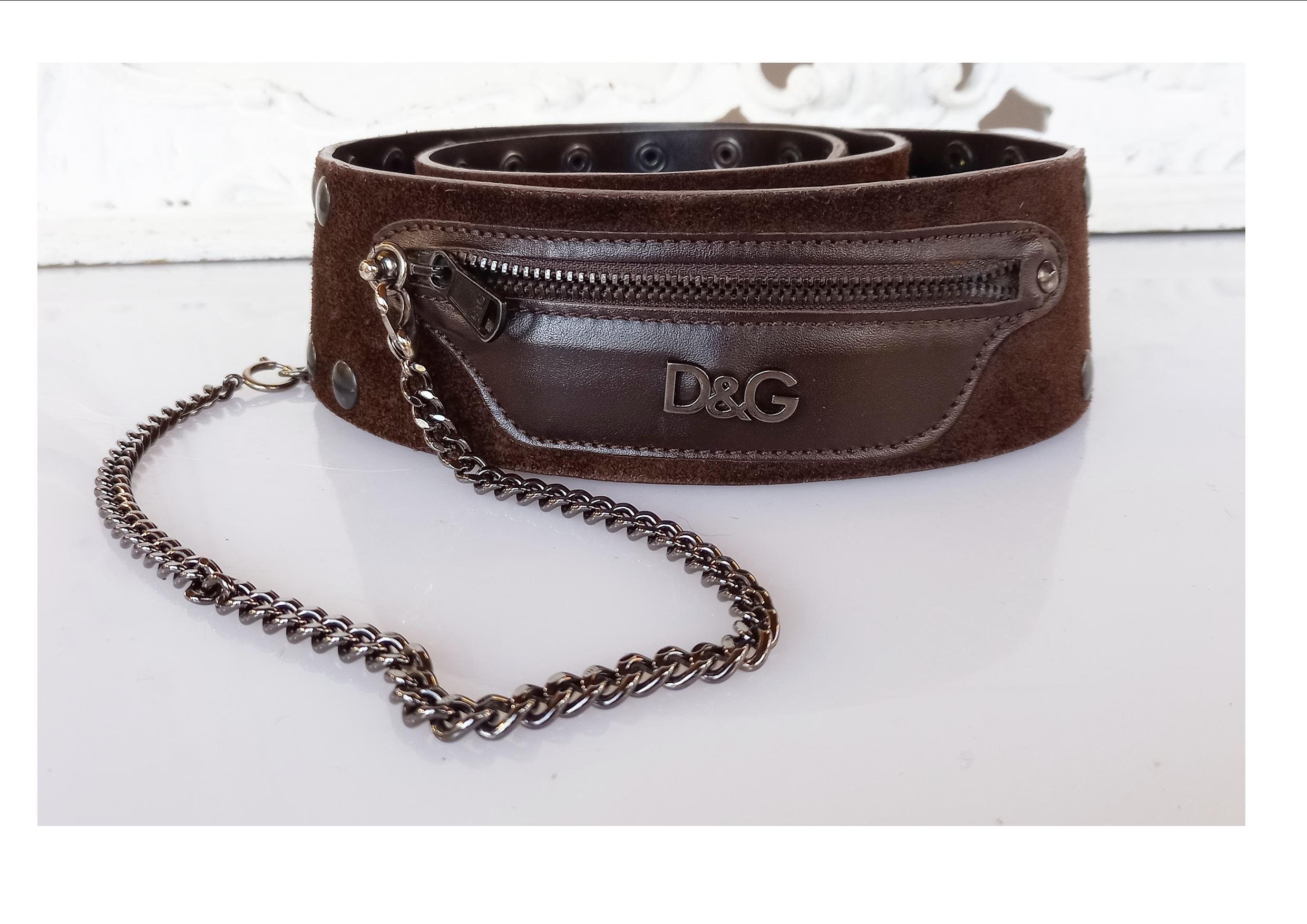 Dolce & Gabbana Vintage Brown Wide Rivet Belt 90s 2000s Vintage Dolce & Gabbana Belt Brown Suede Leather  main image 4