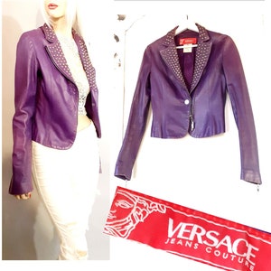 versace jeans couture genuine leather rivet jaket