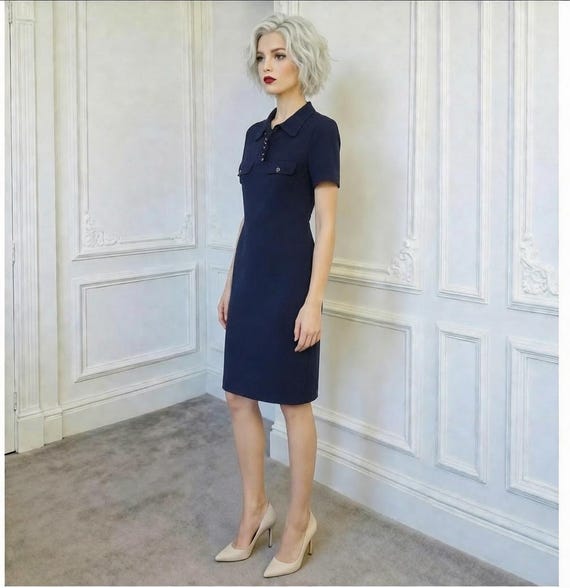 fendi formal dress Fendi Cream Wool Buckle Belted Dress With Floral Detailed Neckline –  Vintage by Misty main image 1
