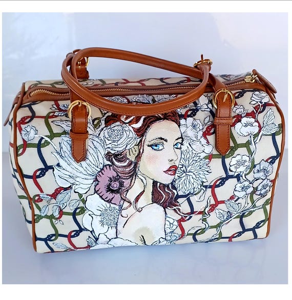 Rare ROBERTA DI CAMERINO Vintage 90s Bag Personalized Painted 