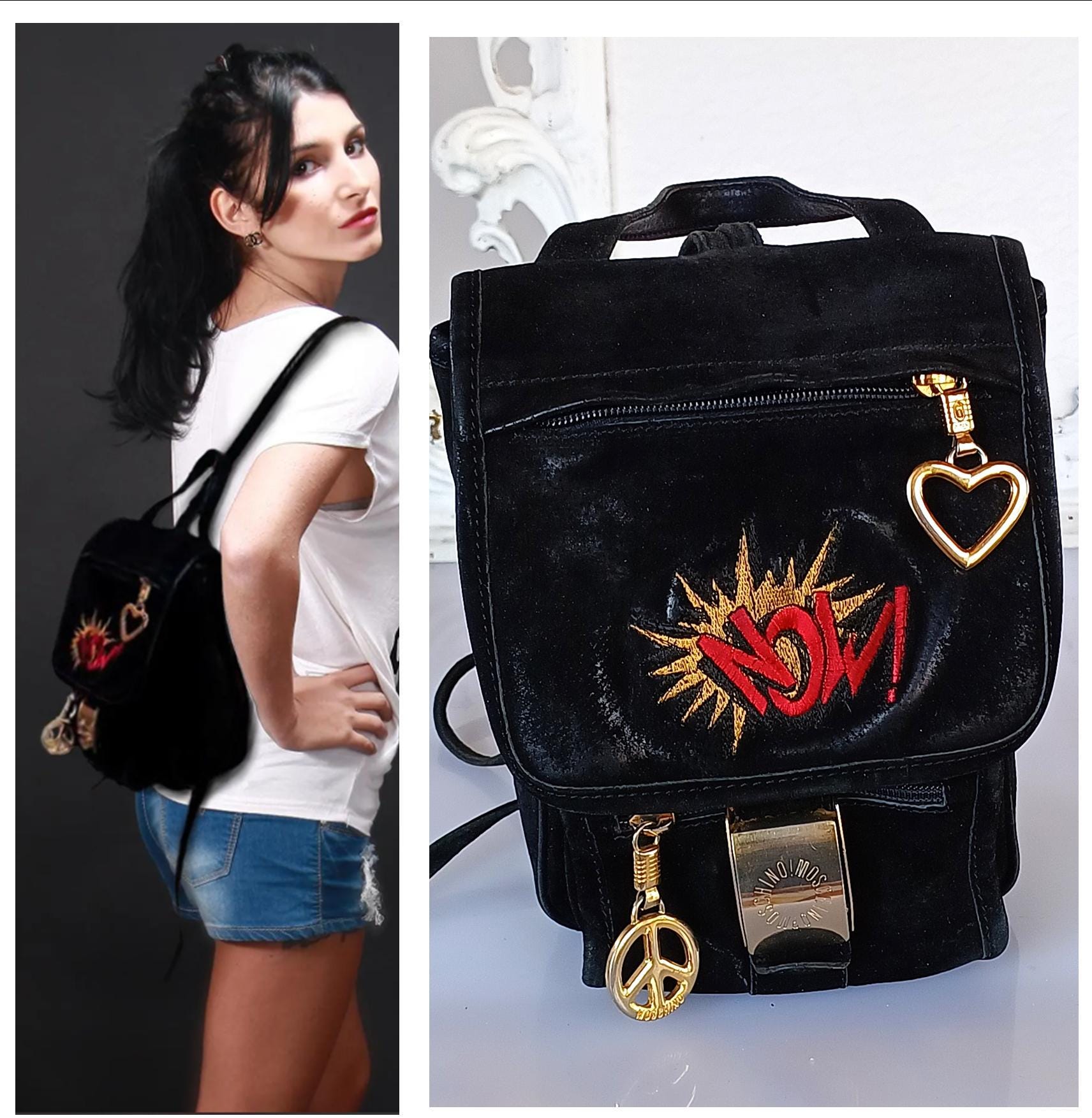 Moschino Redwall Vintage 90s Genuine Leather Backpack - Etsy