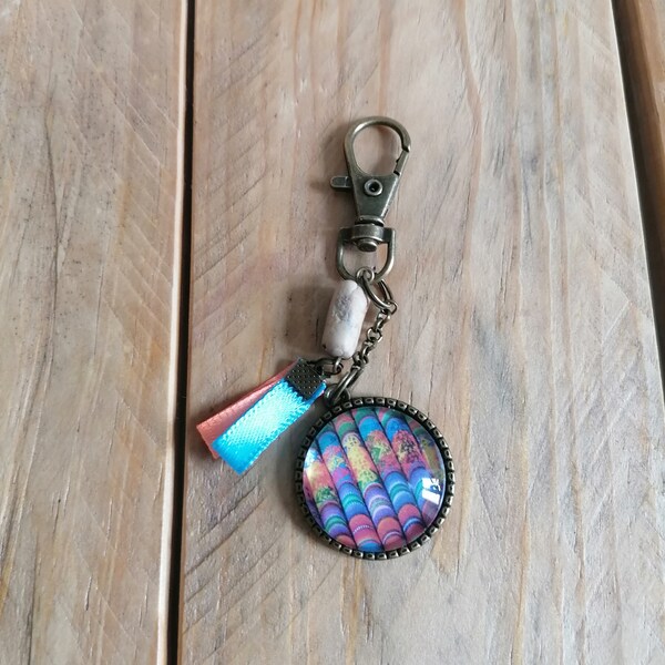 Porte clés indien multicolore , cadeau anniversaire, accessoire clé femme