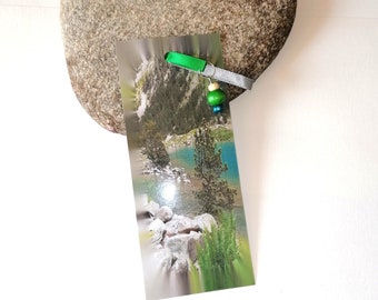 Gift bookmark for Christmas photo lake in the Pyrenees