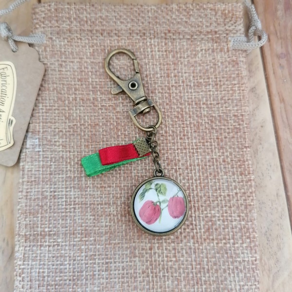 Porte clés poivrons, cabochon légumes, bijoux de noël clef