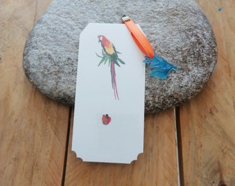 Orange parrot bookmarks, bird, Mother's Day gift