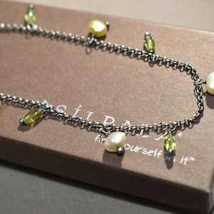 Silpada Sterling Silber Perlenkette Oxidierte Süßwasserperlen und Peridot Silpada im Ruhestand