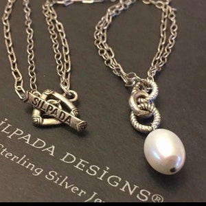 Silpada 925 Sterling Silber Süßwasser Perle Halskette Knebelverschluss