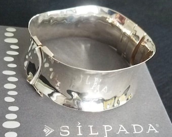 Silpada Sommelier Hammered Hinged Oval Bangle 925 Sterling Silver Hinged Bangle Bracelet Retired Rare Silpada