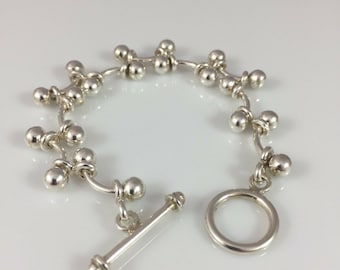 Silpada 925 Sterling Silver DNA Balls Bars Interlocking Toggle Bracelet Rare