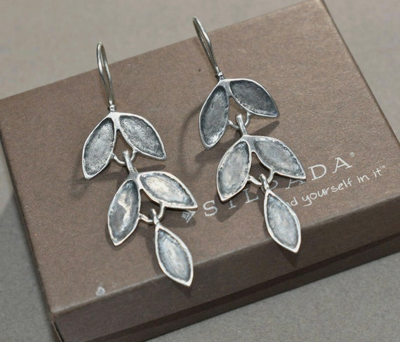 Silpada 925 Sterling Silver Dangling Leaf Earring… - image 1