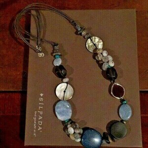 Silpada 925 Sterling Silver Watercolors Blue Quartzite Agate Necklace N2228