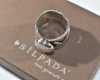 Silpada 925 Sterling Silver Mermaid White Coin Pearl Woven Ring