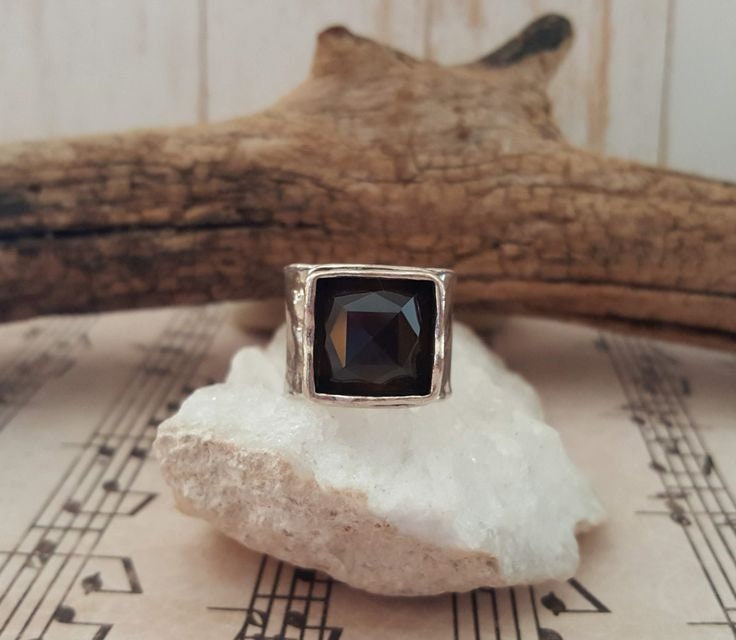 Silpada 925 Sterling Silver Smoky Quartz Ring HTF Size 9