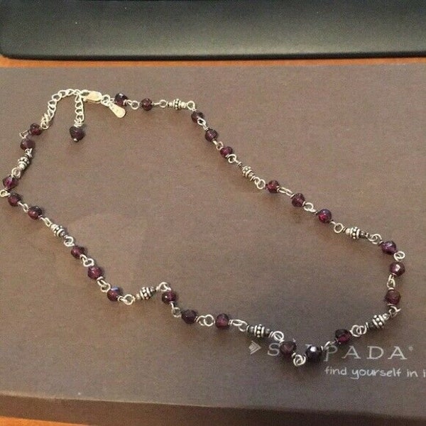 SILPADA 925 Sterling Silver Garnet Beads Chain Necklace N1053