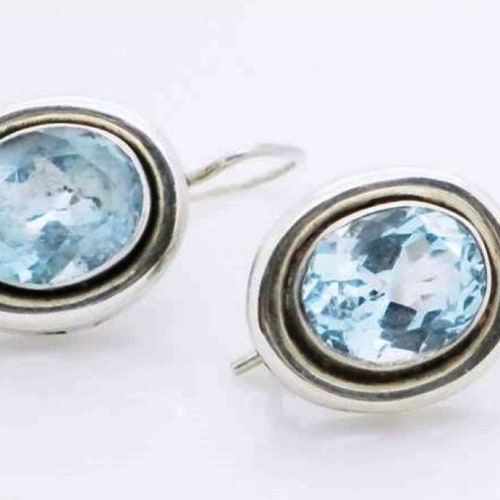 SILPADA Oval 925 Sterling Silver Blue Topaz Earrings RARE HTF W1157 shops