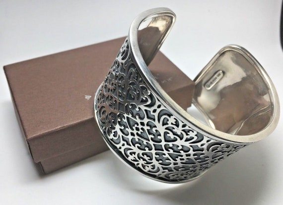 Silpada 925スターリングシルバー 幅広 精巧なフィリグリー カフ