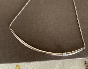 Silpada 925 Sterling Silver Exuberance Cubic CZ Curved Bar