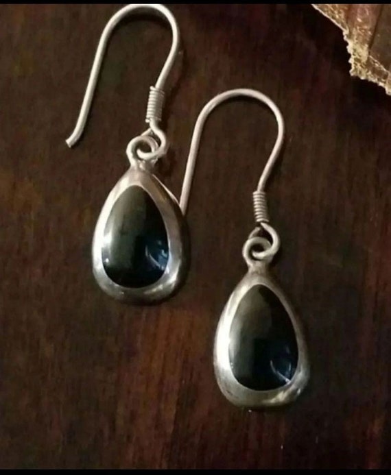 Orecchini in argento sterling: a goccia, madreperla, ossidiana