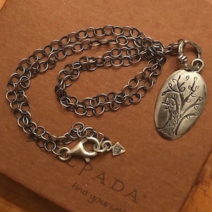 Silpada Oxidized 925 Sterling Silver Family Tree Pendant Necklace N1878 HTF RARE