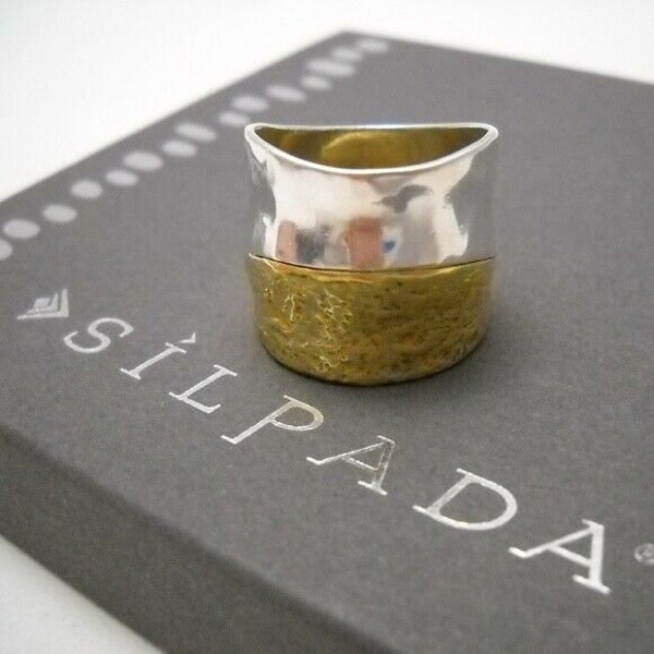 Silpada Rain or Shine 925 Sterling Silver Brass Ring Size 9 R3134