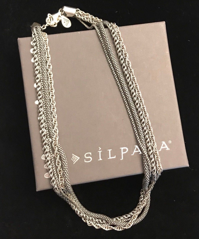 Silpada Sterling Silver Multi 4 Strand 925 Sterling Silver Chain Necklace Retired