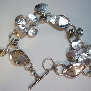 Silpada Sterling SIlver Clover Flower Shamrock Leaf Bracelet Hammered