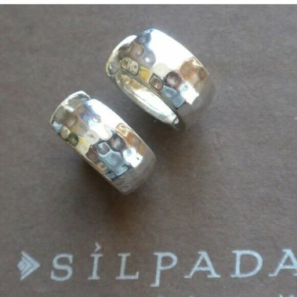 Silpada Hammered 925 Sterling Silver Huggie Post Hoop Earrings