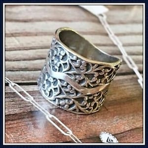Silpada 925 Sterling Silver Filigree Vine WIDE Cuff Ring SIZE 6 CUTE