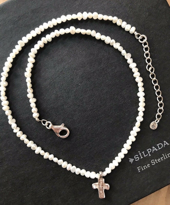 Silpada Cross Necklace Freshwater Pearl 