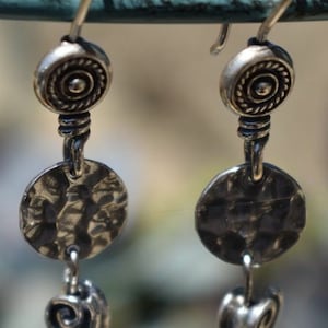 Silpada Hammered 925 Sterling Silver Cubic Zirconia Swirl Dangle Drop Earrings  W1757