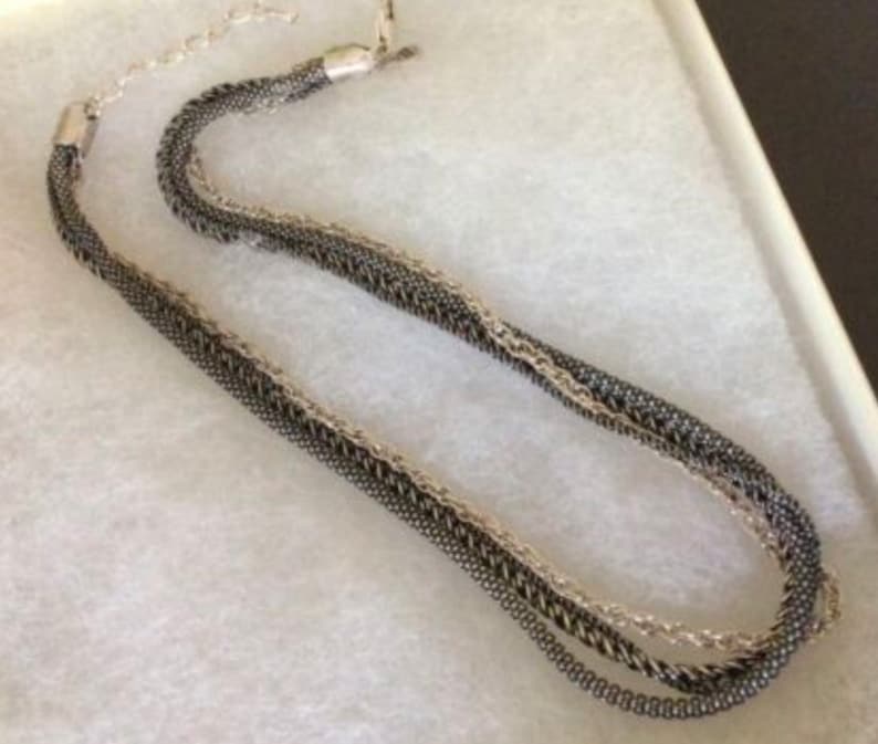 Silpada Sterling Silver Multi 4 Strand 925 Sterling Silver Chain Necklace Retired