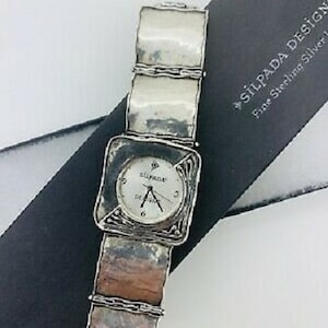 Silpada Solid 925 Sterling Watch Square Panel Hinged Safety Clasp  Working