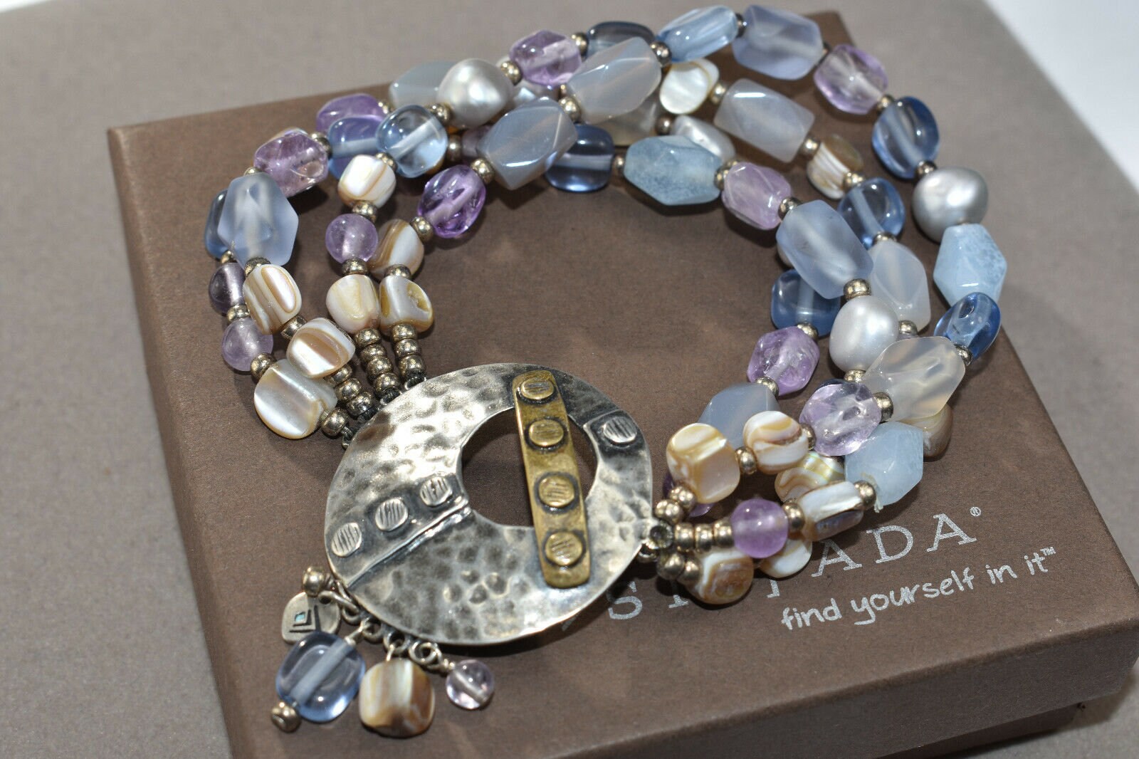 Silpada 925 Sterling Silver Quartzite Amethyst Pearl Brass  display picture 1