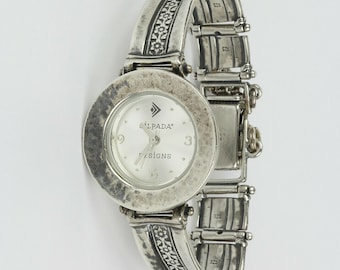 Silpada 925 Sterling Silver Flower Band Watch