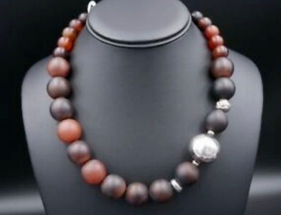 Silpada Sterling Silver Red Agate Beaded Necklace - Retired