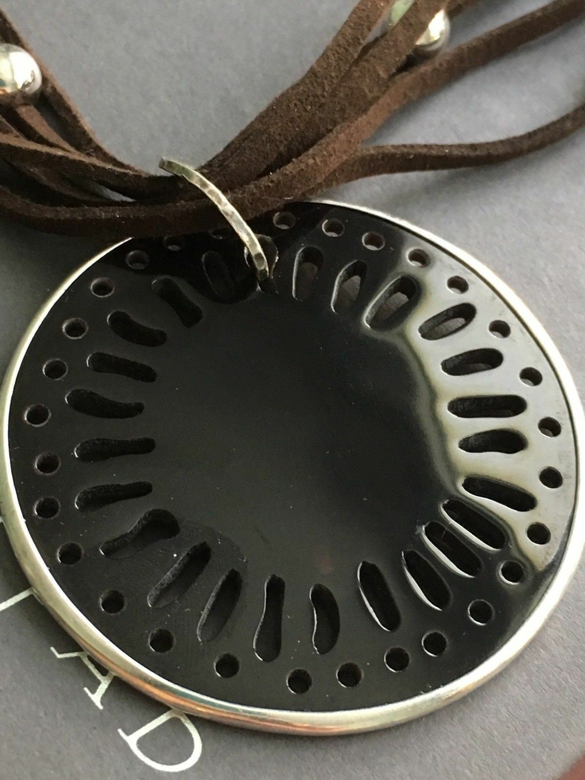 Collier Silpada Perles Et Cuir Brun - 5 Brins Avec Pendentif Coquille Stylo - Argent 925 - Longueur 17+2 Pouces - Neuf Sans Boîte