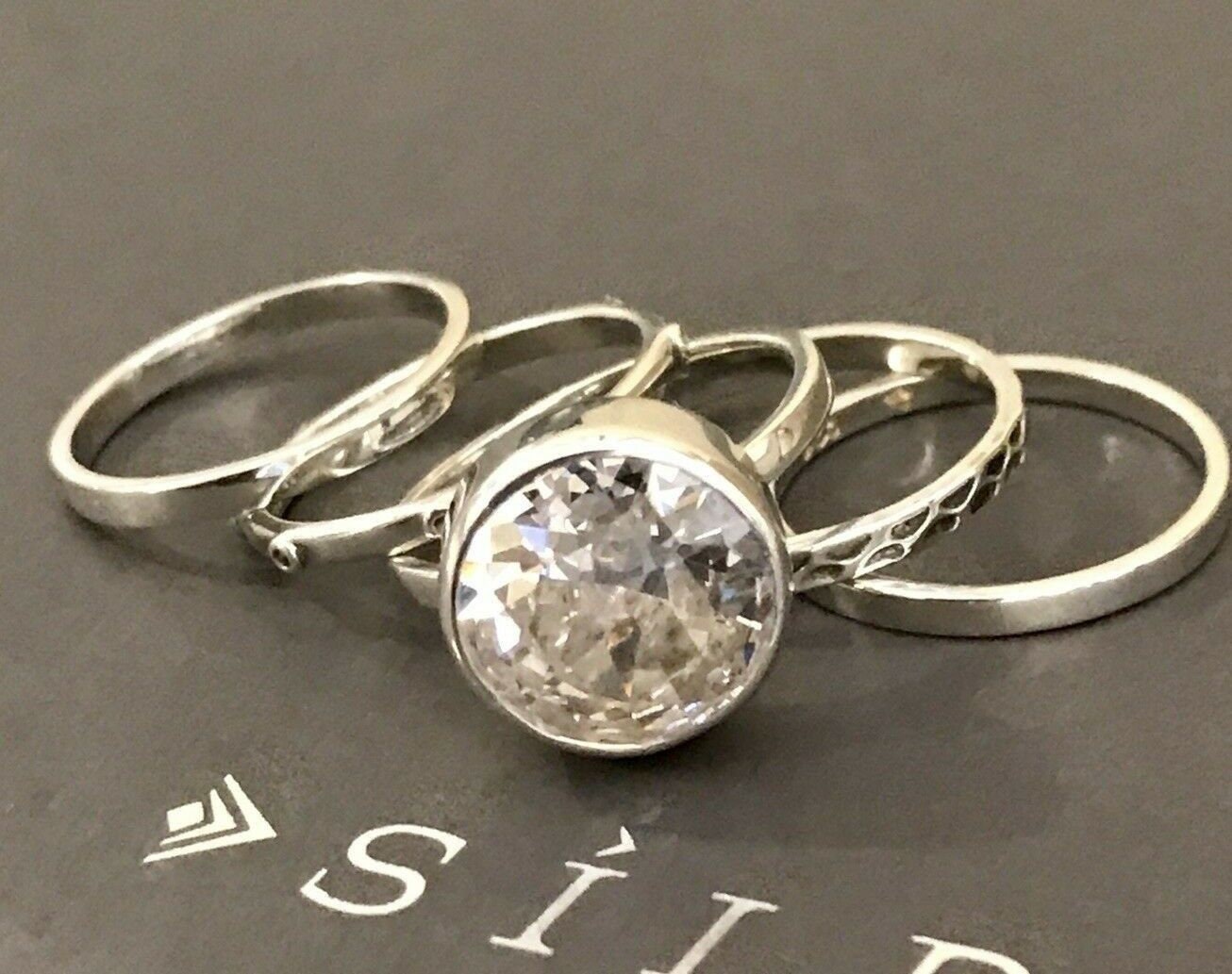 Silpada 925 Sterling Silver Five Cubic Zirconia Stackable CZ
