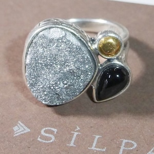 Silpada 925 Sterling Silver Druzy Crystal Cave Ring R3132 Size 7