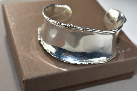 SILPADA 925 Sterling Silver Wide Cuff Bracelet Rolled Edge Beaded