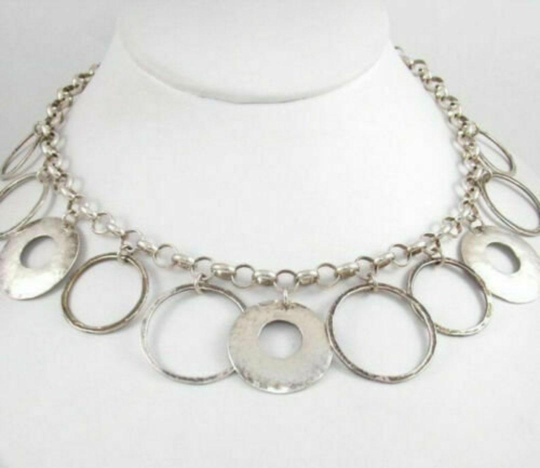 Silpada 925 Sterling Silver Hammered Circle Ring Necklace - Etsy