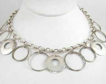 Silpada 925 Sterling Silver Hammered Circle Ring Necklace