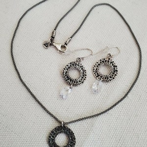 Silpada 925 Sterling Silver Drops Necklace N1501 and Cubic Zirconia Dangle CZ Earrings W1520 SET