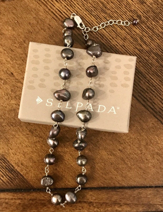 Silpada Sterling SIlver Freshwater Gray Pearl Neck