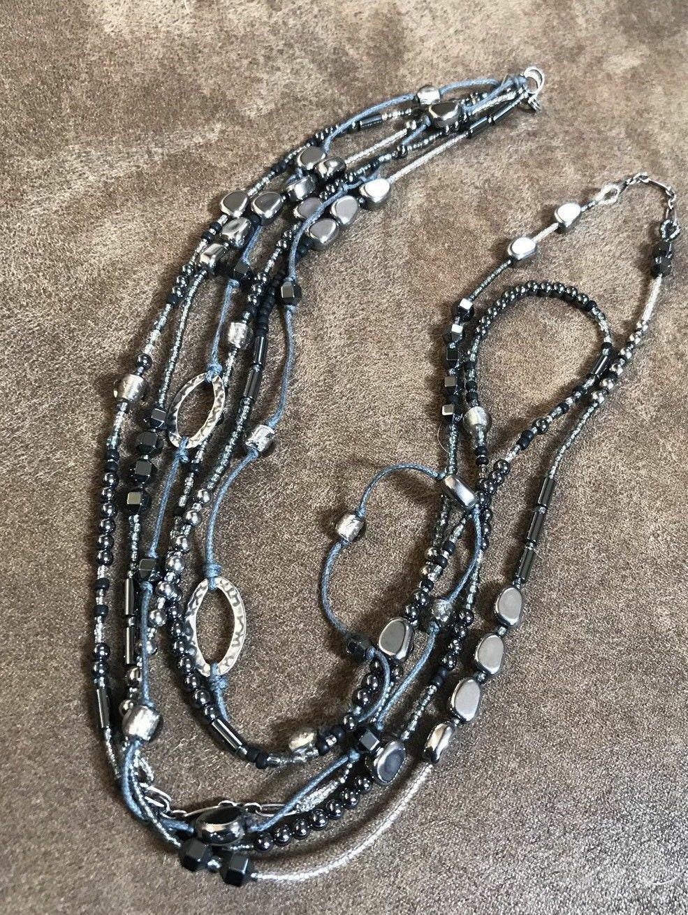 Collier Silpada En Argent Sterling Avec Hématite Et Perles - Longueur 31 Pouces, Occasion