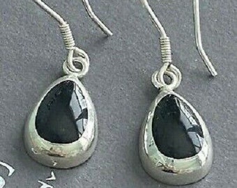 Orecchini pendenti in argento sterling 950 con ossidiana nera