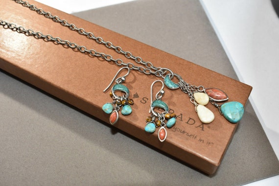 Silpada Turquoise Coral Agate Riverstone Necklace